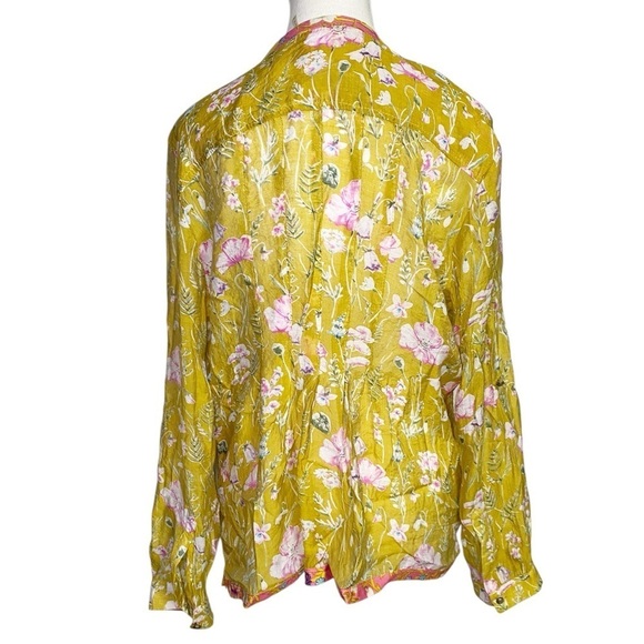 Aratta Silent Journey Yellow Floral Open Front Embroidered Cardigan - Picture 2 of 15
